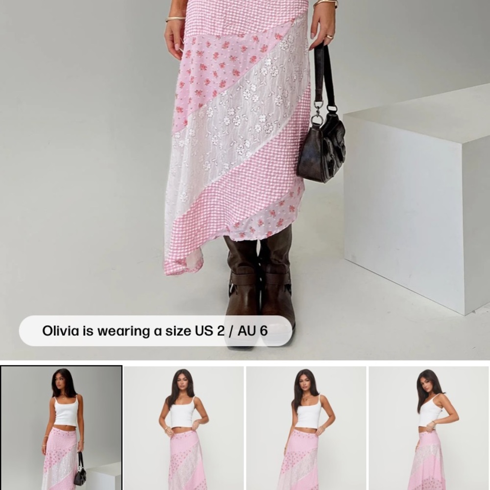 Princess Polly Pink and White Asymmetrical Skirt